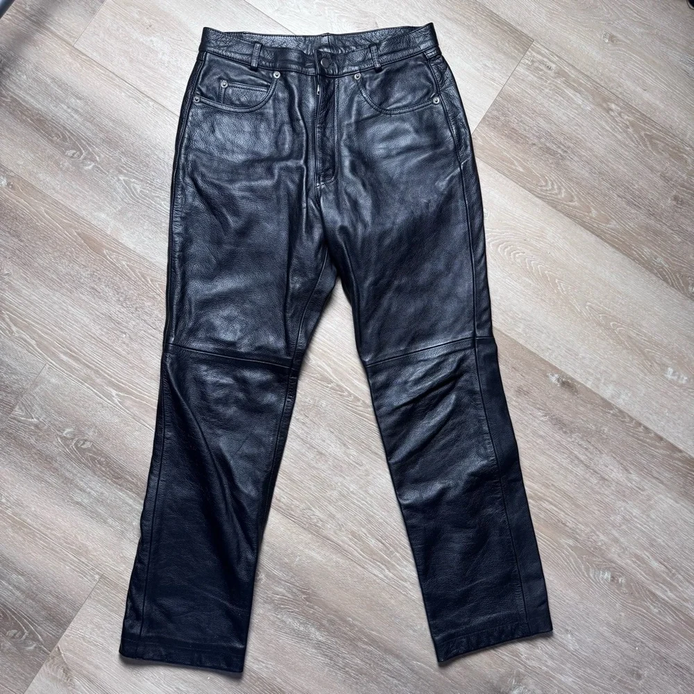 Vintage Wilson Men’s Leather Pants Size 32 Waist Black - Picture 1 of 7